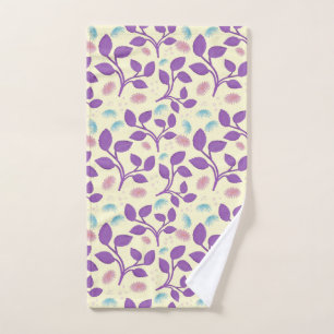 Dark Purple Floral Pattern   Aesthetic Seamless  Hand Towel