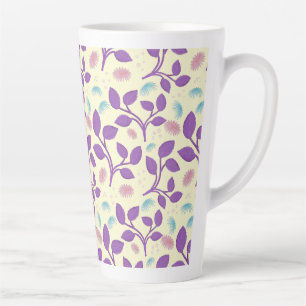Dark Purple Floral Pattern   Aesthetic Seamless  Latte Mug
