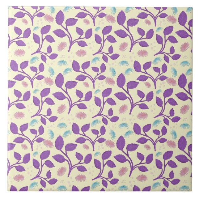 Dark Purple Floral Pattern | Aesthetic Seamless  Tile (Front)