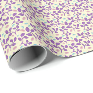 Dark Purple Floral Pattern Aesthetic Seamless Wrapping Paper