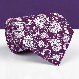 Dark Purple Floral Pattern Custom Necktie