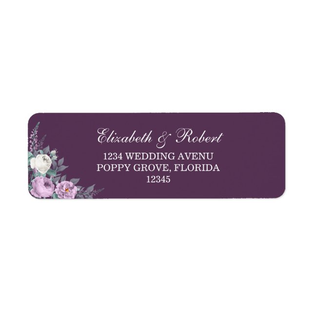 Dark Purple Floral Return Address Label (Front)