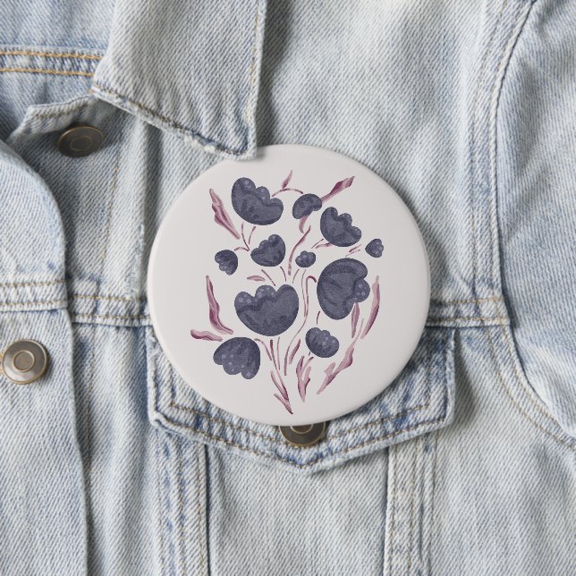 Dark Purple Flower Aesthetic  10 Cm Round Badge (In Situ)