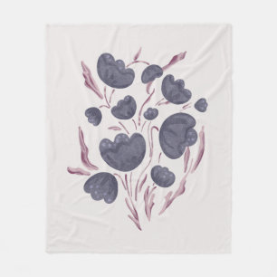 Dark Purple Flower Aesthetic Fleece Blanket