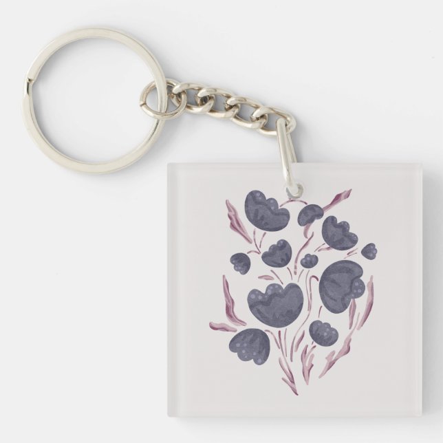 Dark Purple Flower Aesthetic  Key Ring (Front)