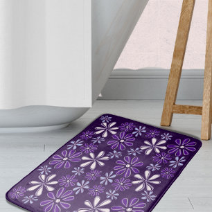 Dark Purple Flower Doodle Bath Mat