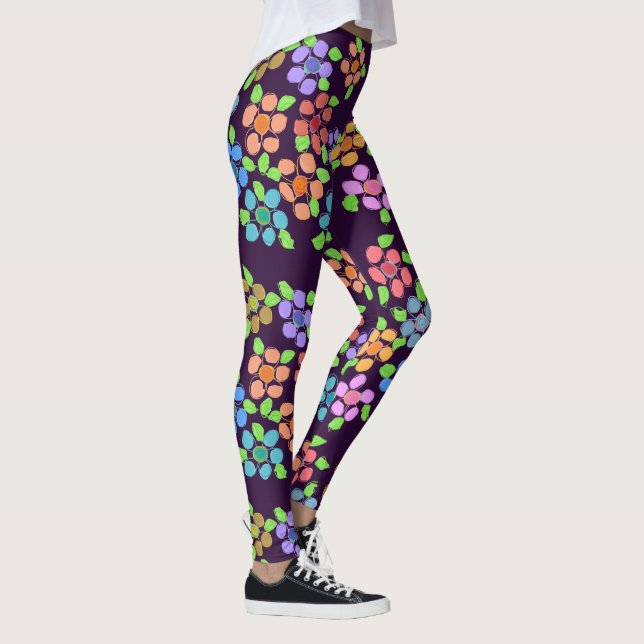 Dark Purple Flowered Leggings (Right)