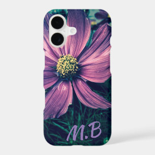 Dark Purple Flowers Photo Art Monogram