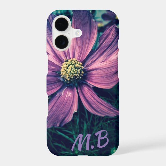 Dark Purple Flowers Photo Art Monogram (Back)
