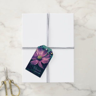 Dark Purple Flowers Photo Art Thank You Gift Tags