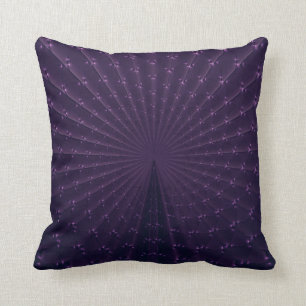 Dark Purple Fractal Peacock Feather Pattern Cushion