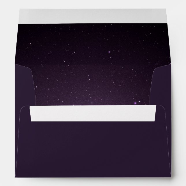Dark Purple Galaxy Celestial Universe Star Wedding Envelope (Back (Bottom))