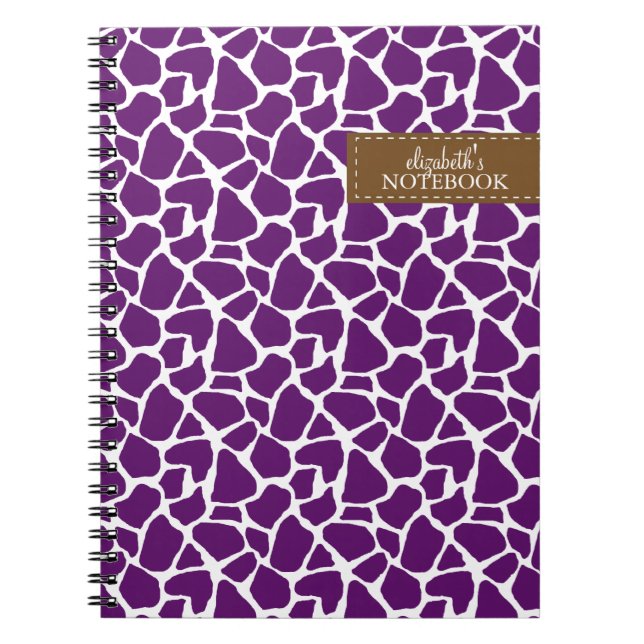 Dark Purple Giraffe Pattern Notebook (Front)
