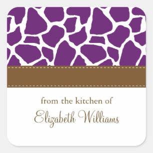Dark Purple Giraffe Pattern Square Sticker