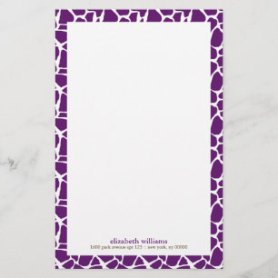 Dark Purple Giraffe Pattern Stationery
