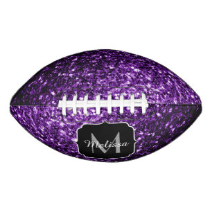 Dark purple glitter sparkle bling Monogram name American Football