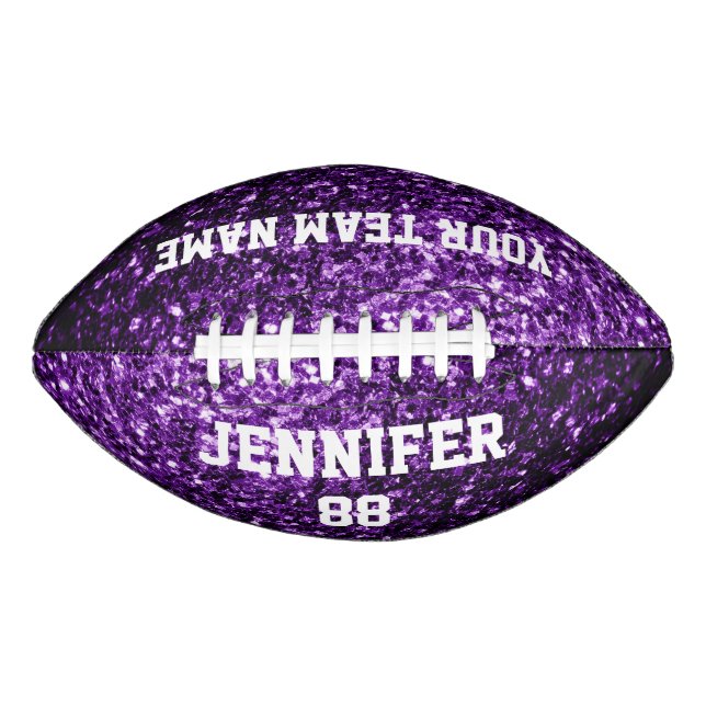 Dark purple glitter sparkles bling Your name Team American Football (Front)