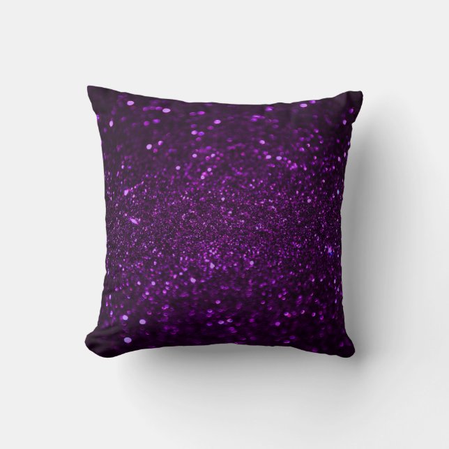 Dark Purple Glitter Throw Pillow (Front)