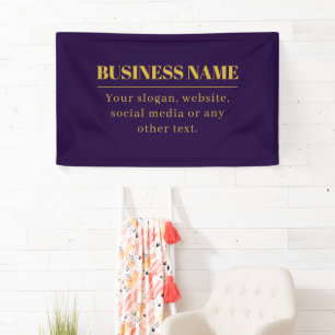 Dark Purple & Gold Business Name or Greeting Banner