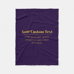 Dark Purple & Gold Business Name or Greeting  Fleece Blanket