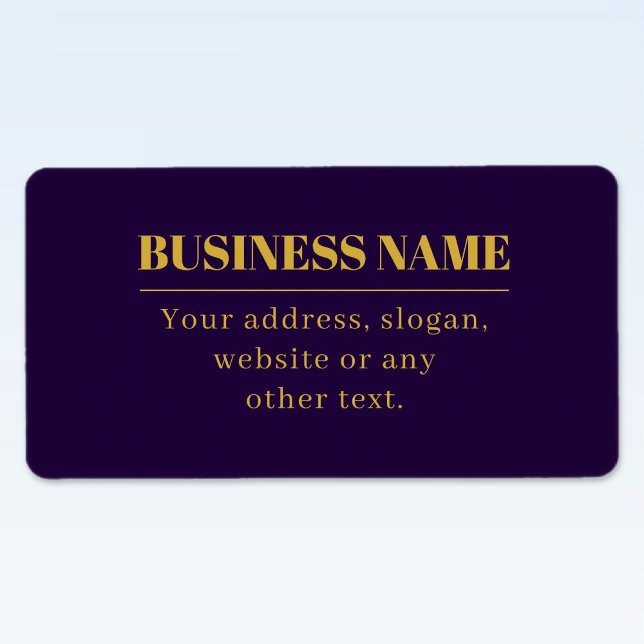 Dark Purple & Gold Business Name or Greeting  Label (Creator Uploaded)