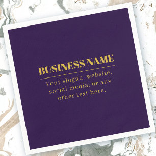 Dark Purple & Gold Business Name or Greeting Napkin