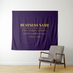 Dark Purple & Gold Business Name or Greeting  Tapestry