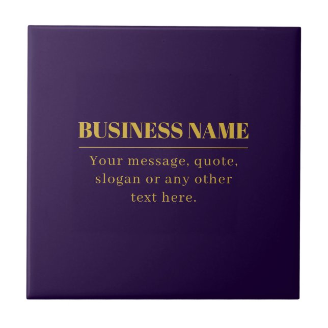 Dark Purple & Gold Business Name or Greeting  Tile (Front)