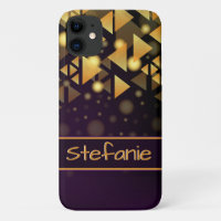 Dark Purple, Gold Triangles, Brokeh