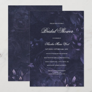 Dark Purple Gothic Boho Floral Bridal Shower Invitation