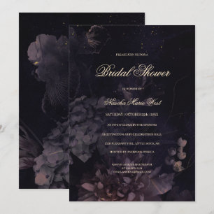 Dark Purple Gothic Boho Floral Bridal Shower Invitation