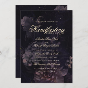 Dark Purple Gothic Boho Floral Handfasting Invitation