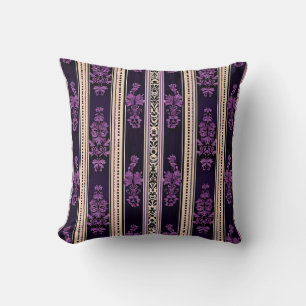 Dark Purple Gothic Damask Pillow Victorian Gothic