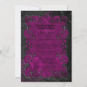 Dark purple Gothic Halloween wedding Invitation