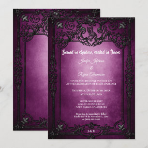 Dark purple Gothic Halloween wedding invitation