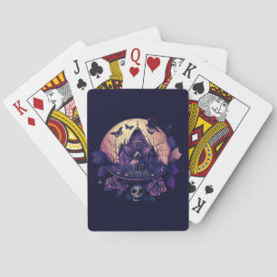Dark Purple Gothic Haunted House Playing Cards