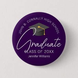 Dark Purple Graduate Personalized Graduation 6 Cm Round Badge
