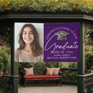Dark Purple Graduate Photo 2026 Graduation Party Banner