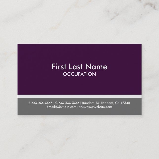 Dark purple grey stripe custom business cards (Front)
