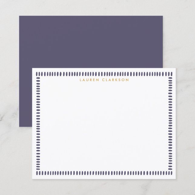Dark Purple Hand Painted Striped Frame Note Card (Front/Back)