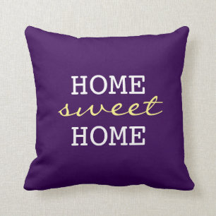 Dark Purple Home Sweet Home - Fun Home Decor Cushion