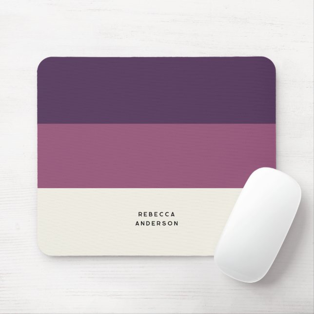 Dark Purple Horizontal Stripe Colorblock Mouse Mat (With Mouse)