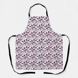 Dark Purple Leaf Pattern, Elegant Botanical Print, Apron