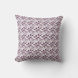 Dark Purple Leaf Pattern, Elegant Botanical Print, Cushion
