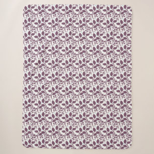 Dark Purple Leaf Pattern, Elegant Botanical Print, Sherpa Blanket
