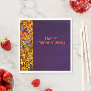 Dark Purple Leaves Thanksgiving Friendsgiving Napkin