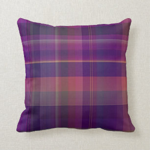 Dark Purple Madras Plaid Stripe Pattern Cushion