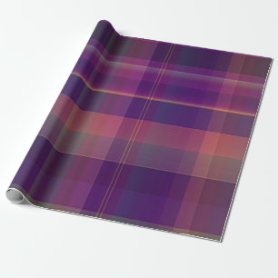 Dark Purple Madras Plaid Stripe Pattern Wrapping Paper