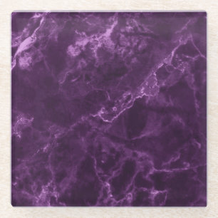 Dark purple marble: luxurious texture. glass coaster