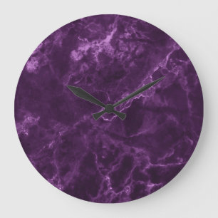 Dark purple marble: luxurious texture. large clock